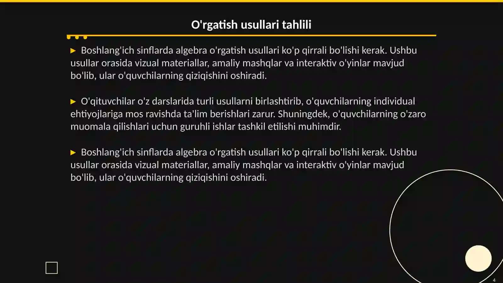 Boshlangʻich sinflarda algebra elementlarini oʻrgatishga doir masalalarni yechish 4