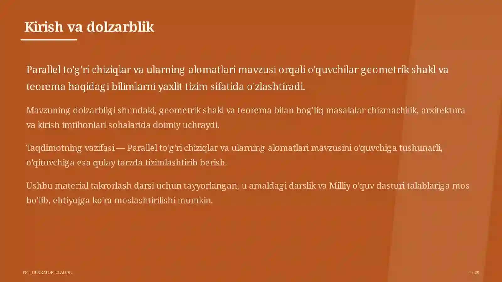 Parallel to'g'ri chiziqlar va ularning alomatlari (7-sinf) 4