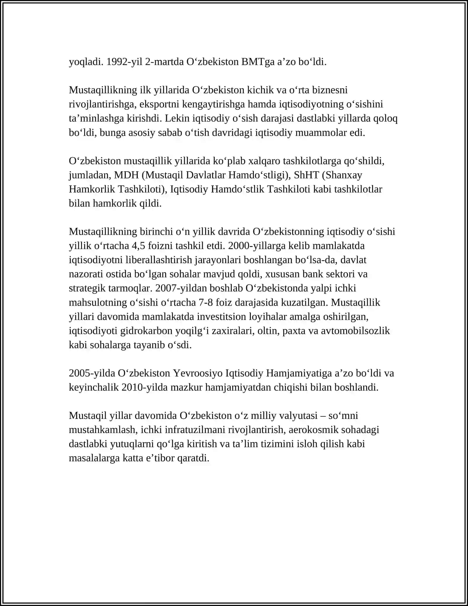 O'ZBEKISTON MUSTAQILLIK ARAFASIDA 4