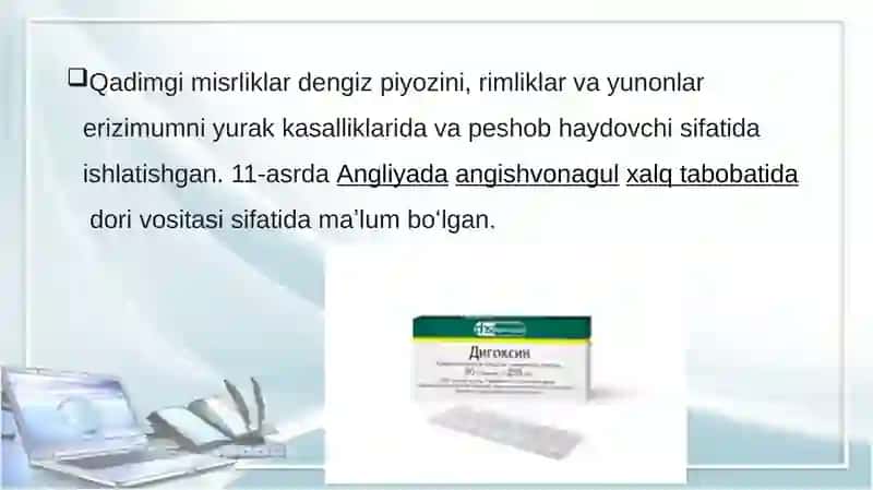 Yurak glikozidlarini biologik standartizatsiyasi. Yoyiq erizimum 4