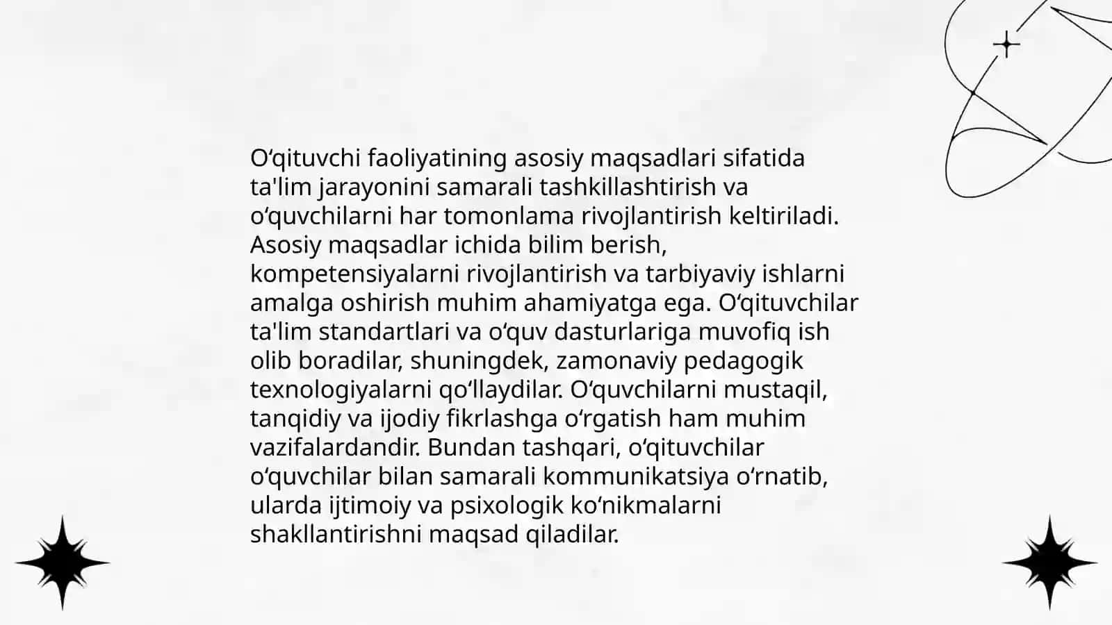 O‘qituvchi faoliyat,uning o‘ziga xos xususiyatlari va ijtimoiy ahamiyati 4