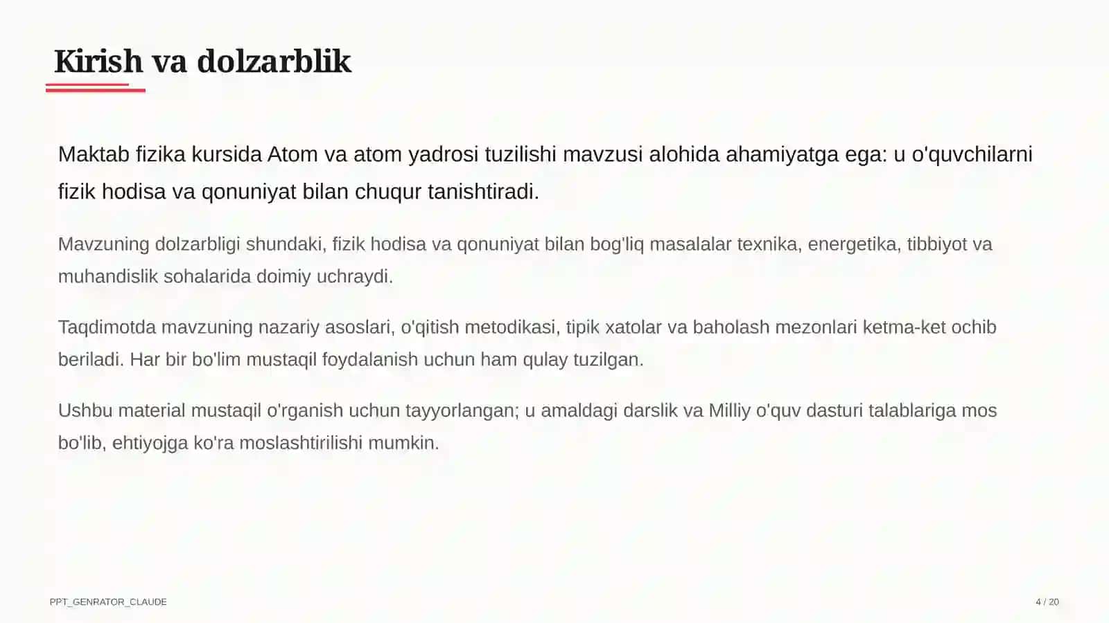 Atom va atom yadrosi tuzilishi (11-sinf) 4