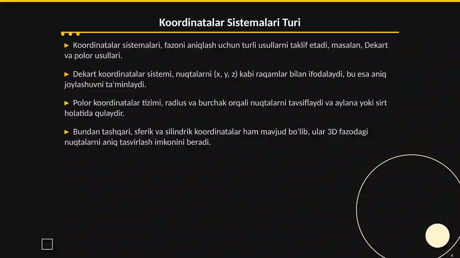 Fazoda Koordinatalar Sistemasi va Vektorlar 4