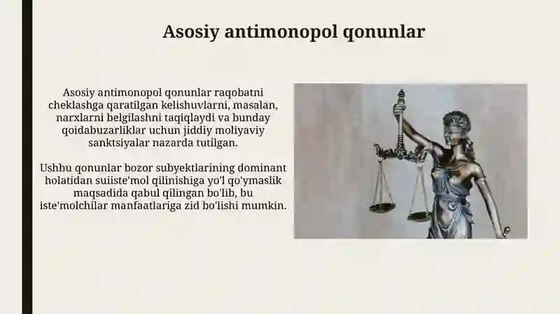 Monopoliyaga qarshi qonunchilik va ularning amal qilishi 4