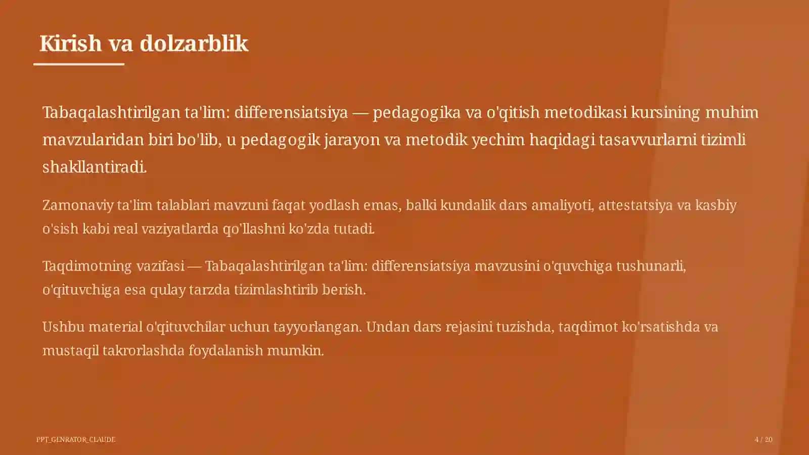 Tabaqalashtirilgan ta'lim: differensiatsiya 4