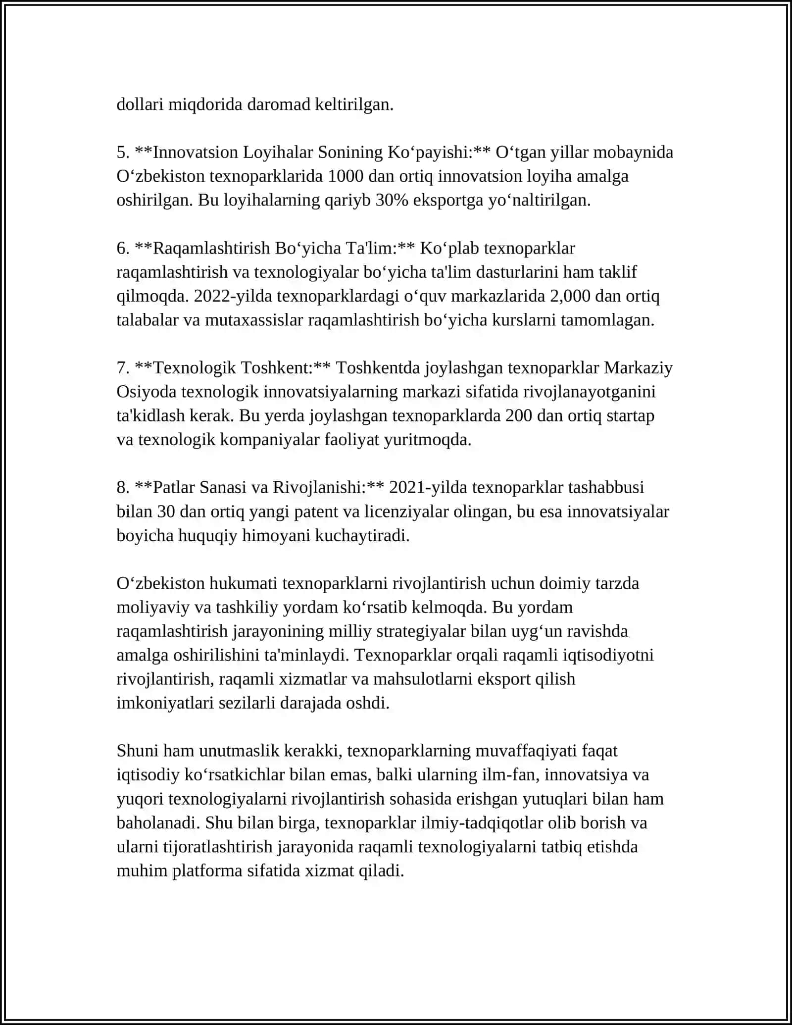 RAQAMLASHTIRISH JARAYONIDA TEXNOPARKLARNI O‘RNI 4
