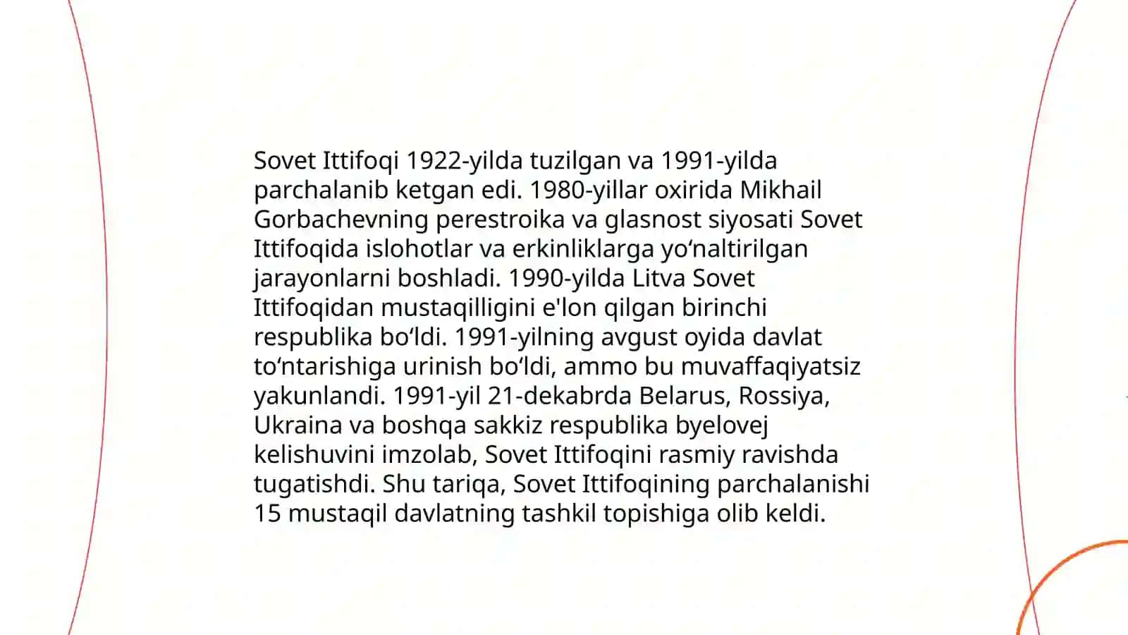 Mustaqil O‘zbekiston Respublikasining tashkil topishi va uning Tarixiy ahamiyati 4
