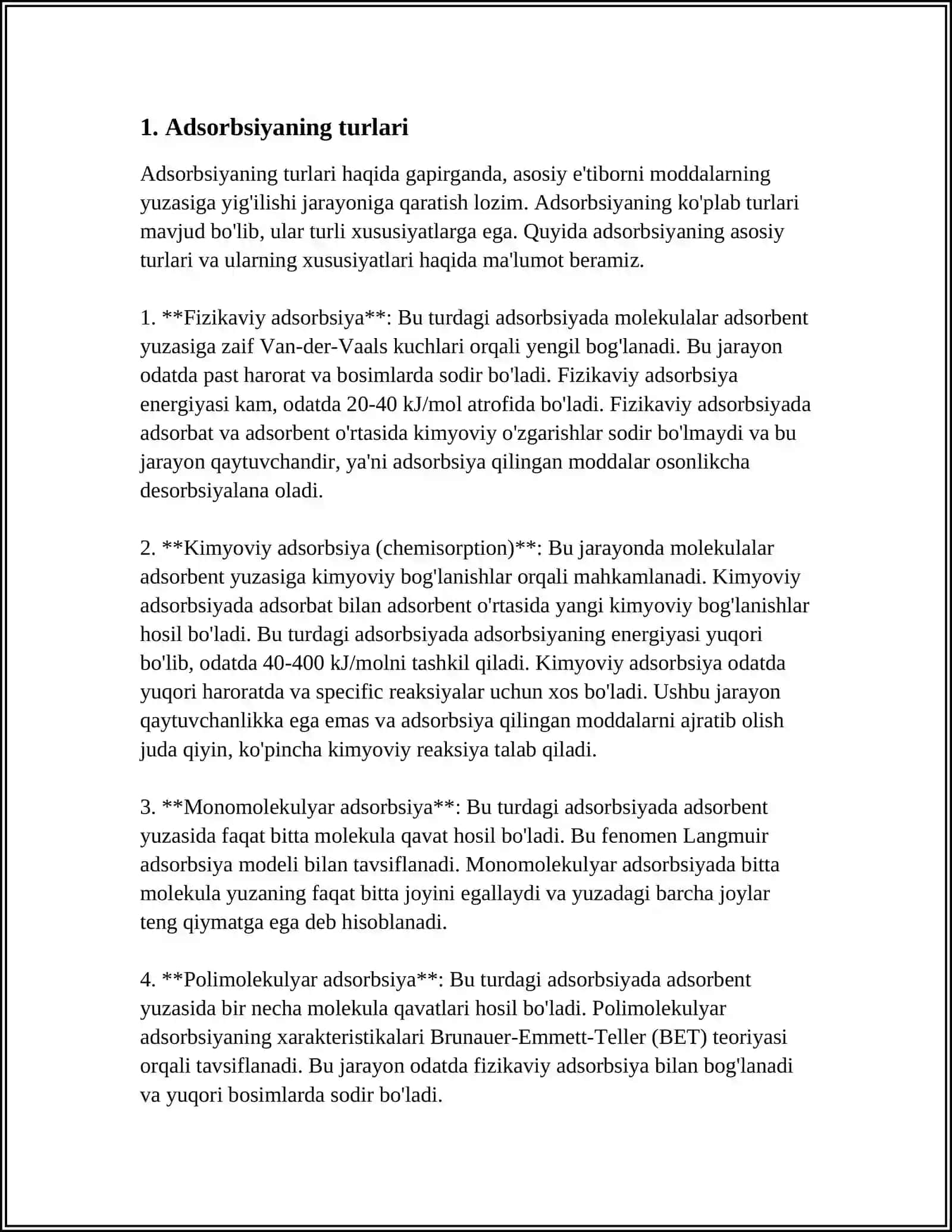 ADSORBSIYA VA DESORBSIYA JARAYONLARNING FARQLARI 4