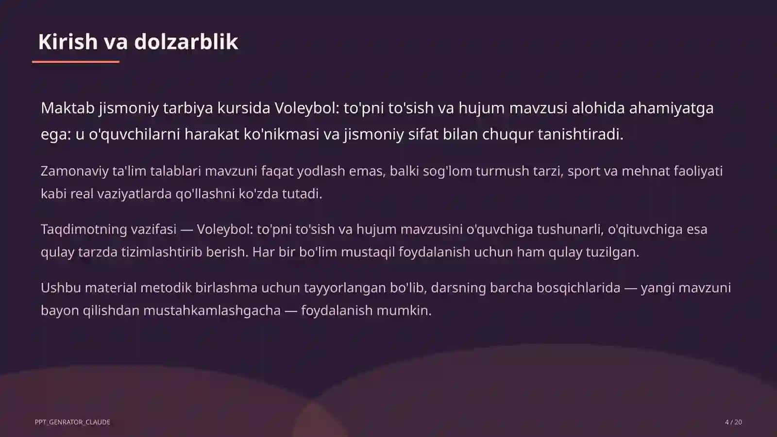 Jismoniy tarbiya (1–11) — metodik birlashma uchun 4