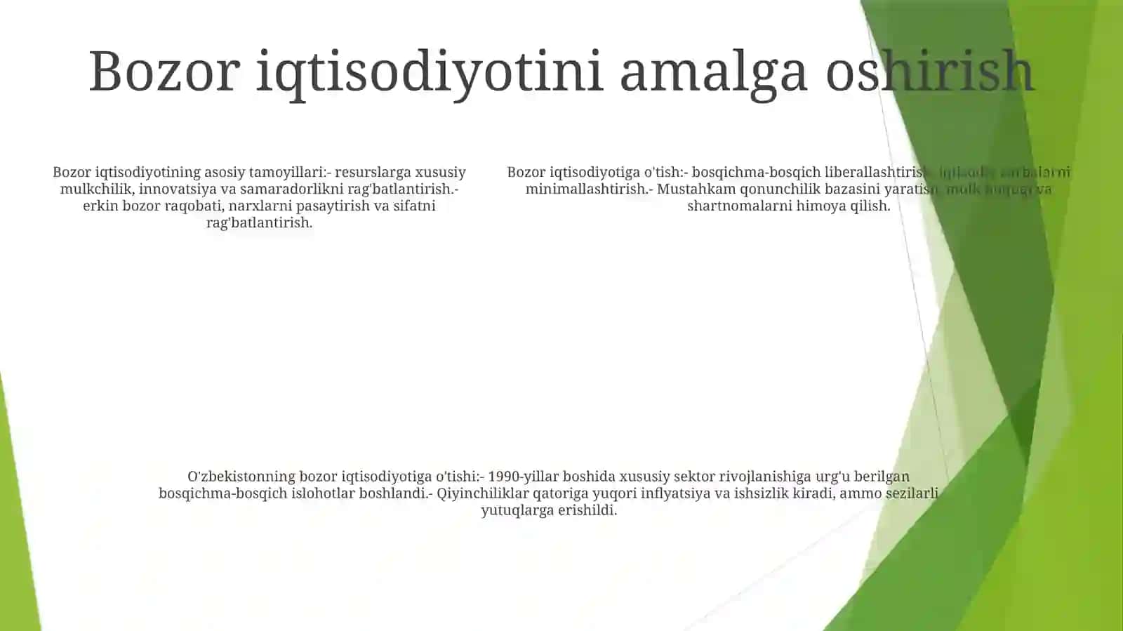 Bozor Iqtisodiyotining Mazmuni Va Amal Qilishi. Bozor Iqtisodiyotiga O'Tish Davri Va Uning O'Zbekistondagi Xususiyatlari 4