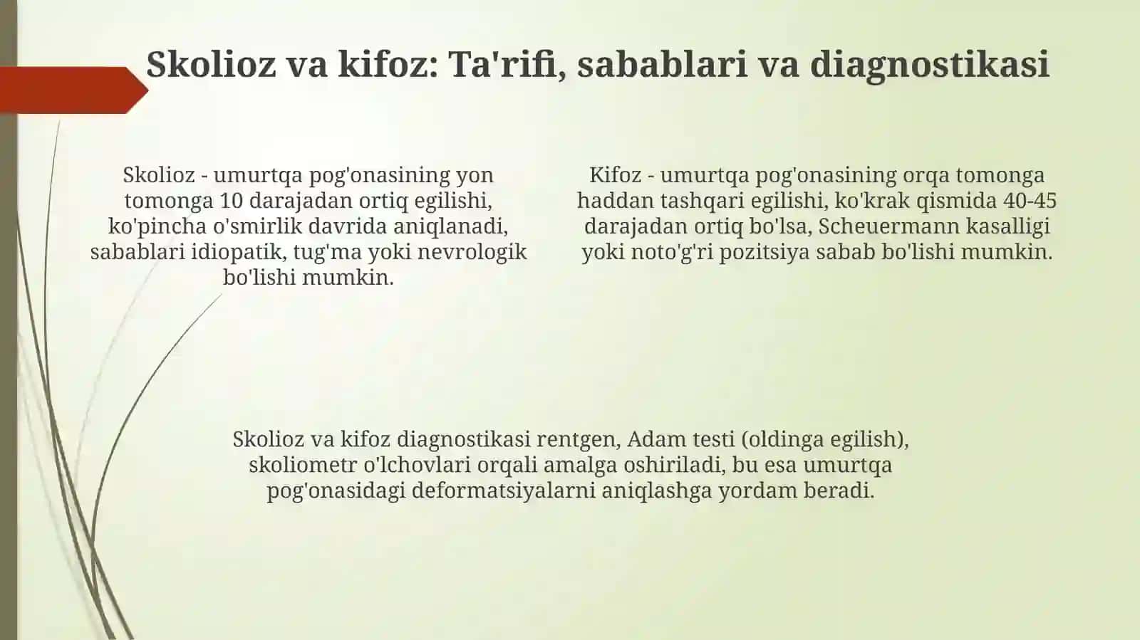 Kasallikdan so‘ng salomatlikni qayta tiklashda reabilitatsiya. Skolioz va kifozda reablitatsiya 4
