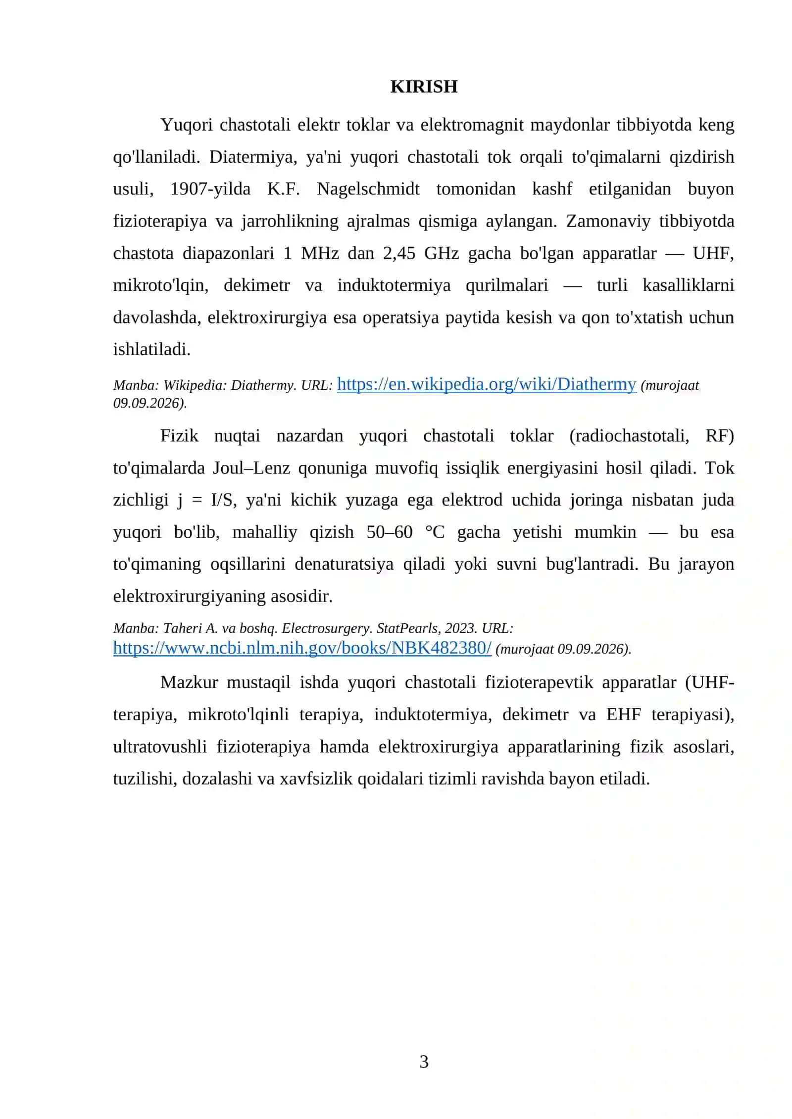 YUQORI CHASTOTALI FIZIOTERAPEVTIK ELEKTRON APPARATLAR. ELEKTROXIRURGIYA APPARATLARI 4
