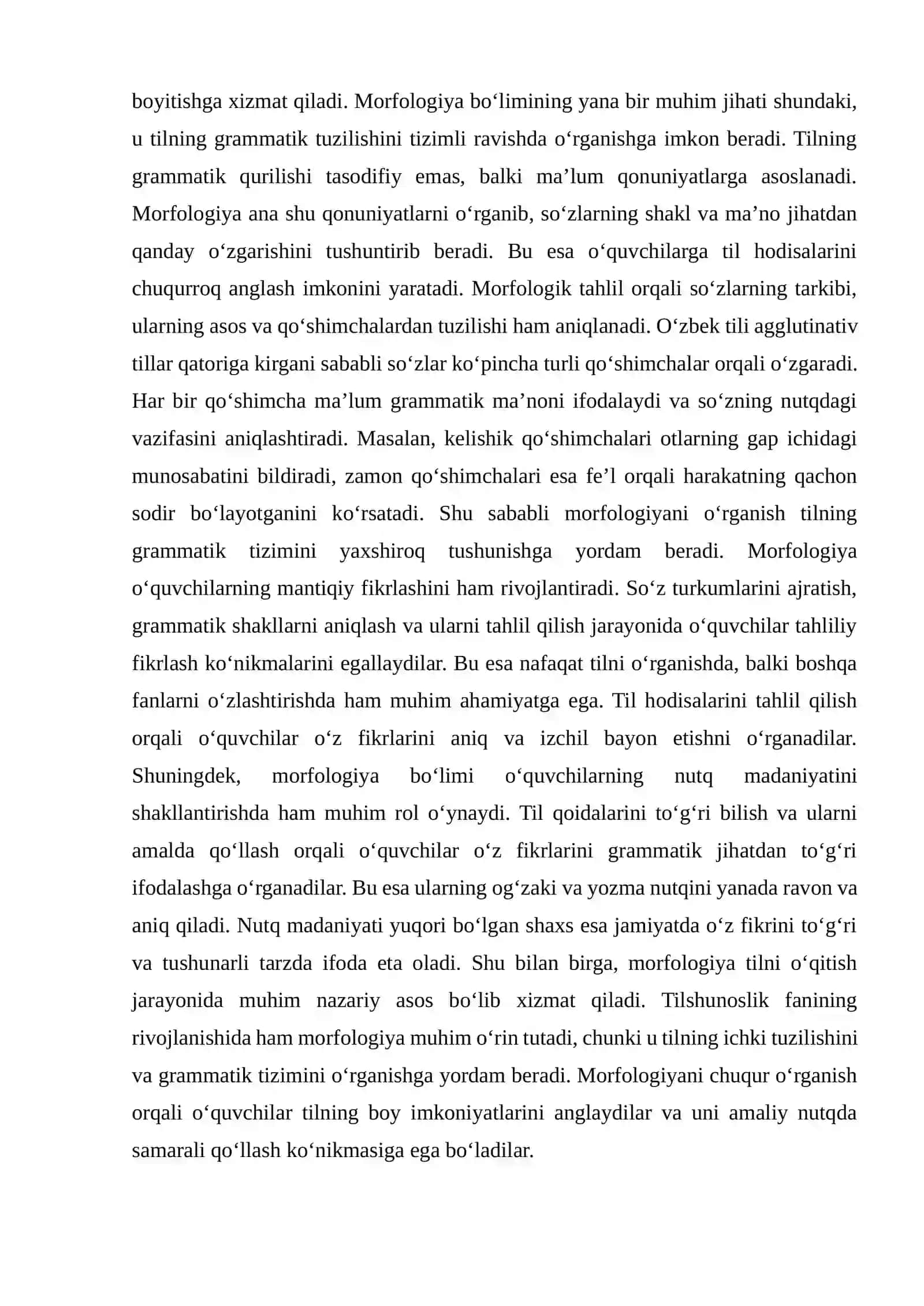 Morfologiya bo‘limini o‘qitish yuzasidan dars ishlanmalari 4