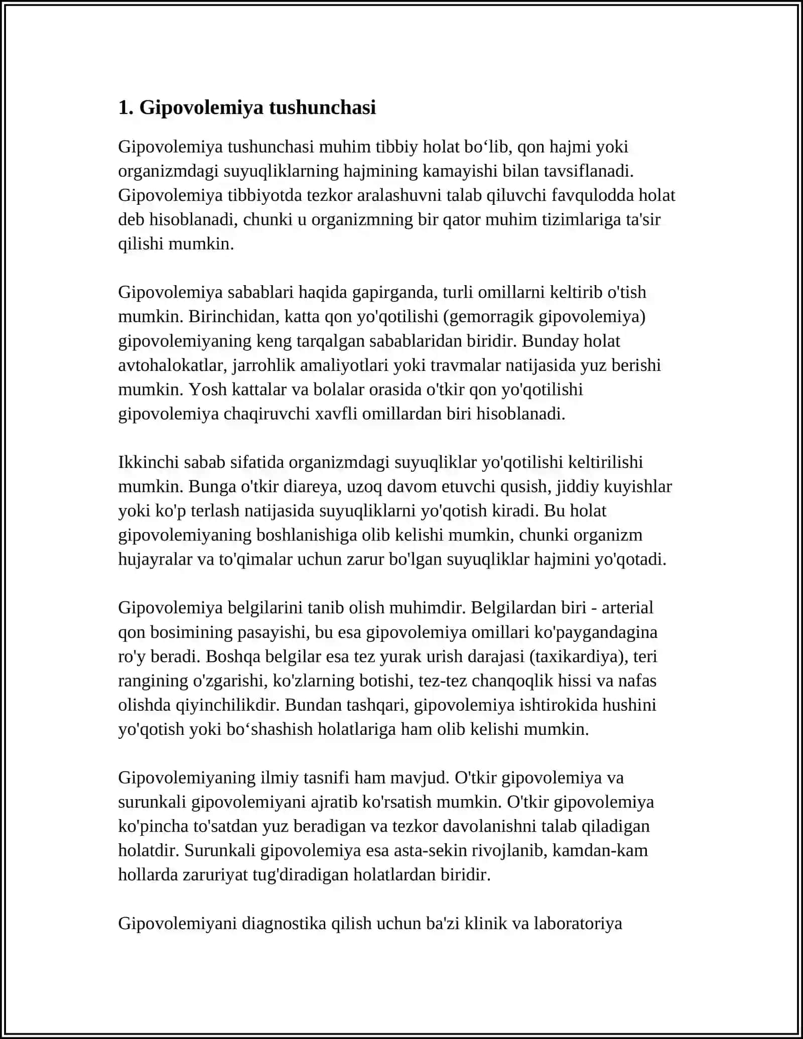 GIPOVOLEMIYALARDA QON AYLANISHINING O’ZGARISHLARI 4