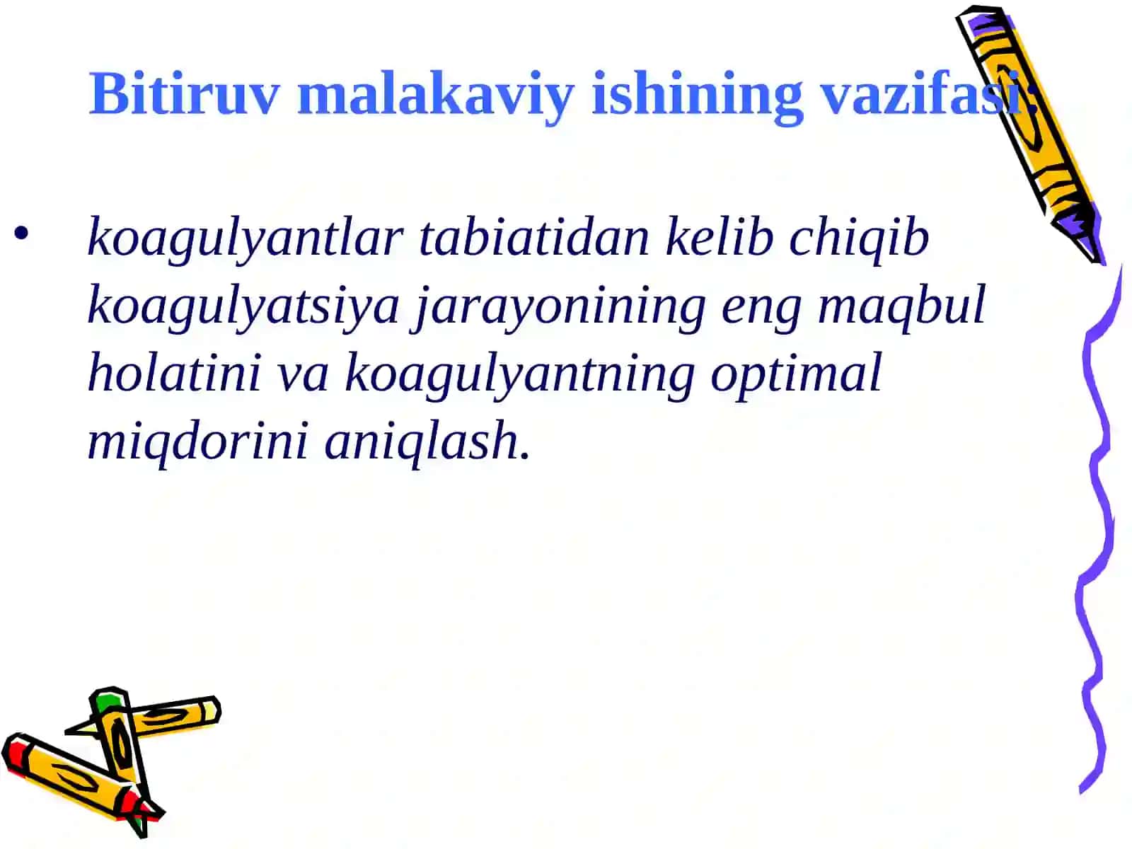 Suvning qattiqligini kamaytirishda koagulyantlar ta’sirini o’rganish 4
