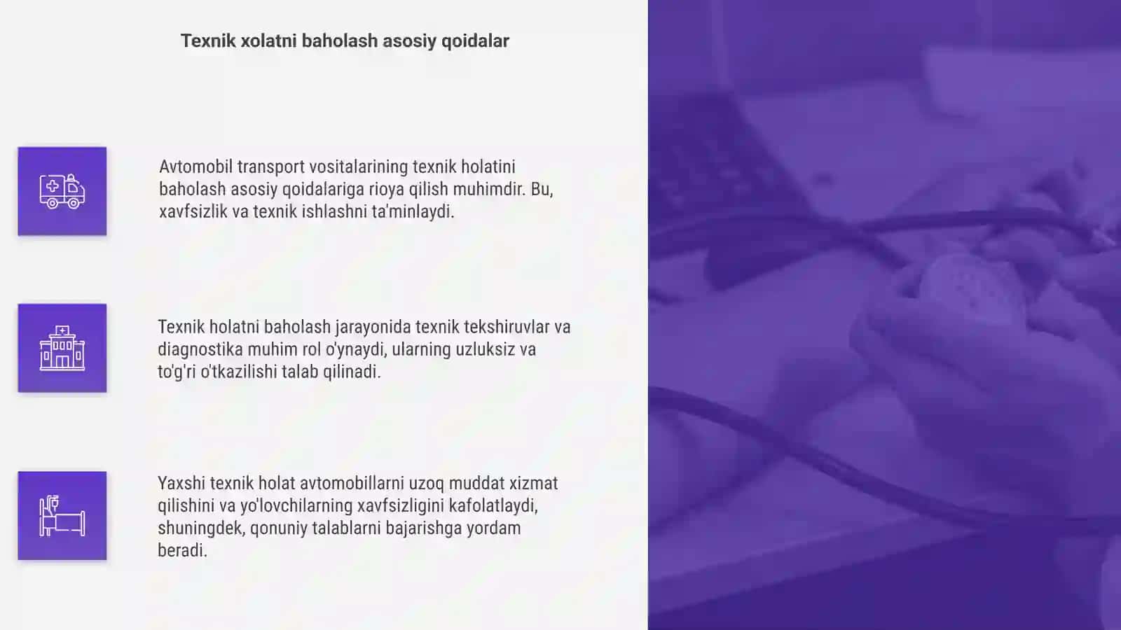 Avtomobil transport vositalarining texnik xolati umumiy qoidalari 4