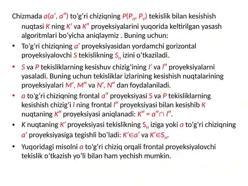 To’g’ri chiziqli va tekislikning kesishuvi 4