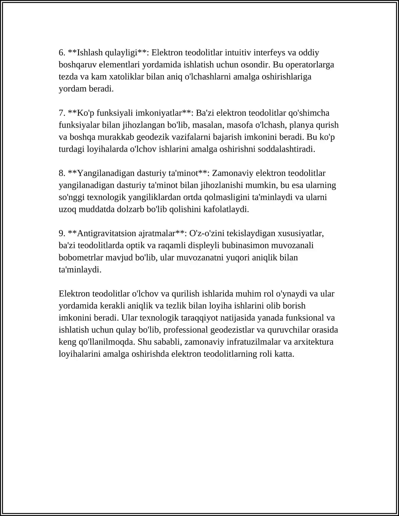 MUSTAQIL ISH Mavzu: ELEKTRON TEODOLIT TURLARI,TASNIFI TUZILISHI VA QISMLARI 4
