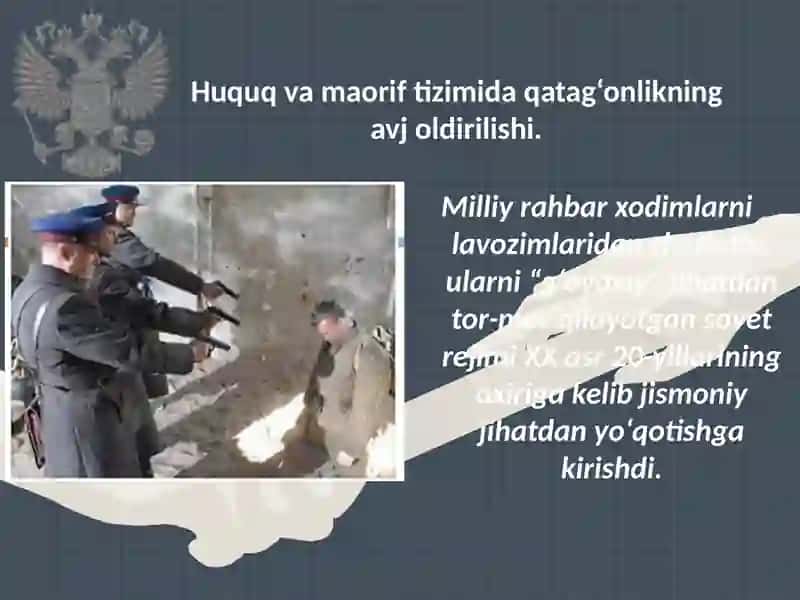 Sovet hokimiyatining O‘zbekistondagi qatag‘onliksiyosatiuning mohiyati va oqibatlari 4