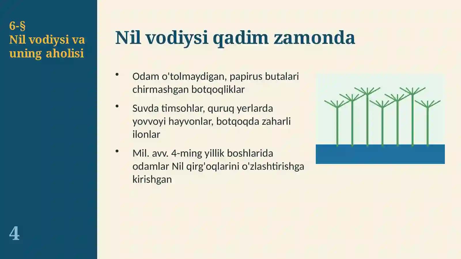 Nil vodiysi va uning aholisi: Misr davlatining tashkil topishi (6-§, 6-sinf, 13 slayd) 4
