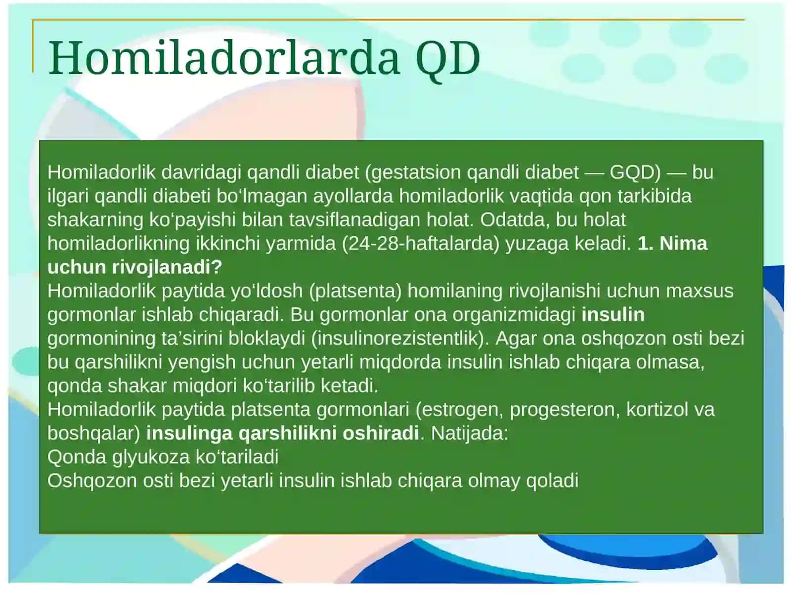 Homiladorlarda Qandli diabet va jigar kasalliklari 4
