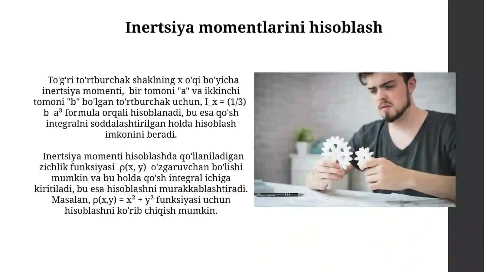 Ikki karrali integrallarni mexanik masalalari yechish 4