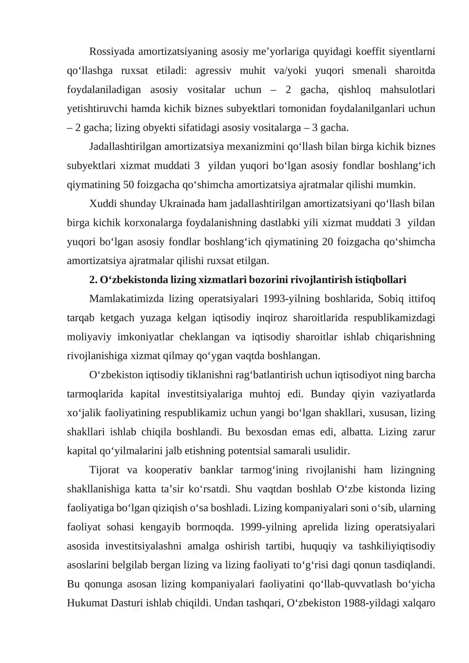 Lizing оpеratsiyalari bo‘yicha milliy va хоrijiy tajribalar 4