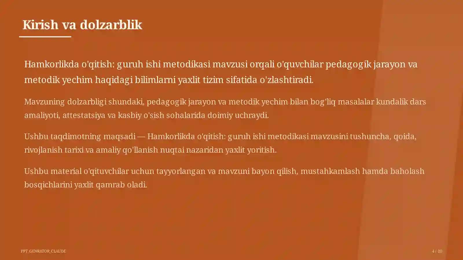 Hamkorlikda o'qitish: guruh ishi metodikasi 4