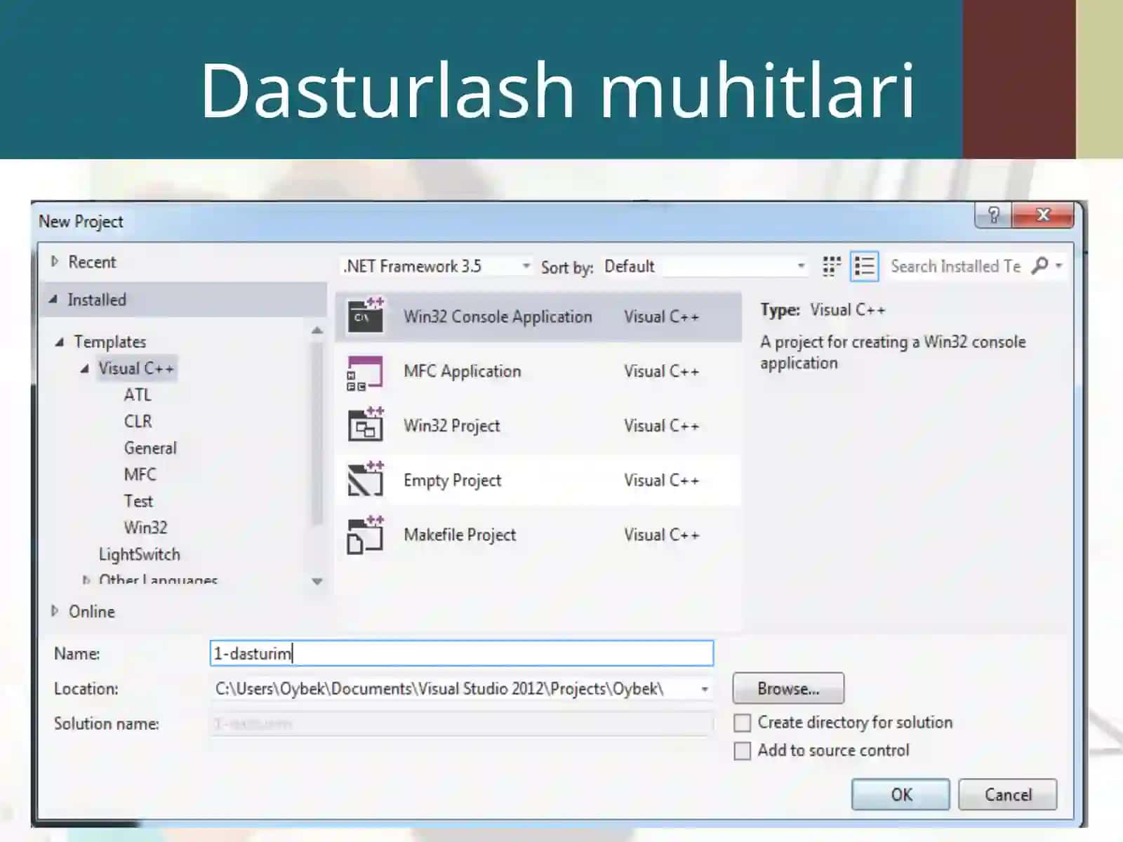 C++ da dastlabki dasturni yozish 4