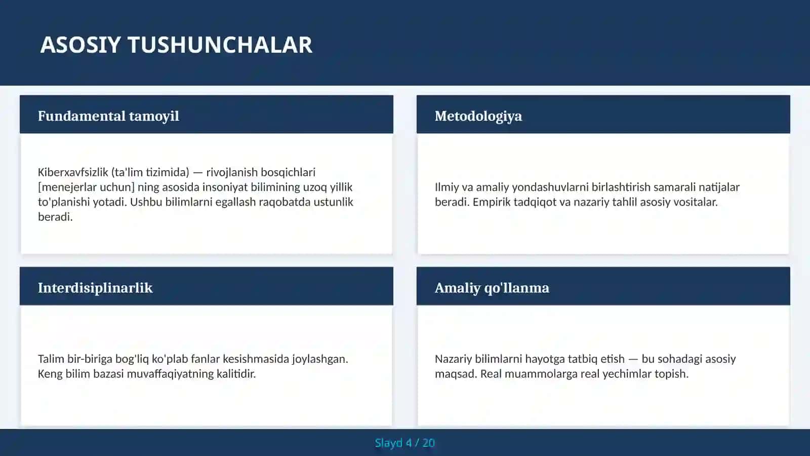 KIBERXAVFSIZLIK (TA'LIM TIZIMIDA) — RIVOJLANISH BOSQICHLARI [MENEJERLAR UCHUN] 4