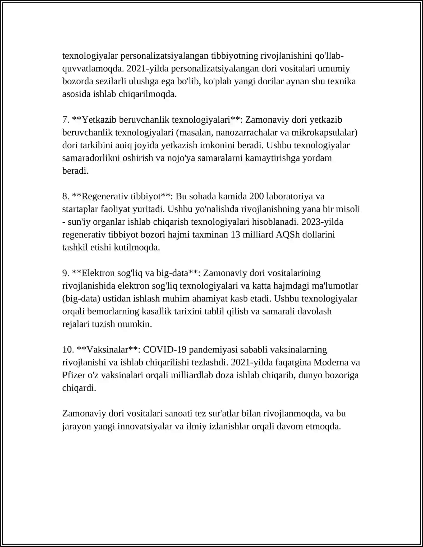 QON O‘RNINI BOSUVCHI ZAMONAVIY DORI VOSITALARI 4