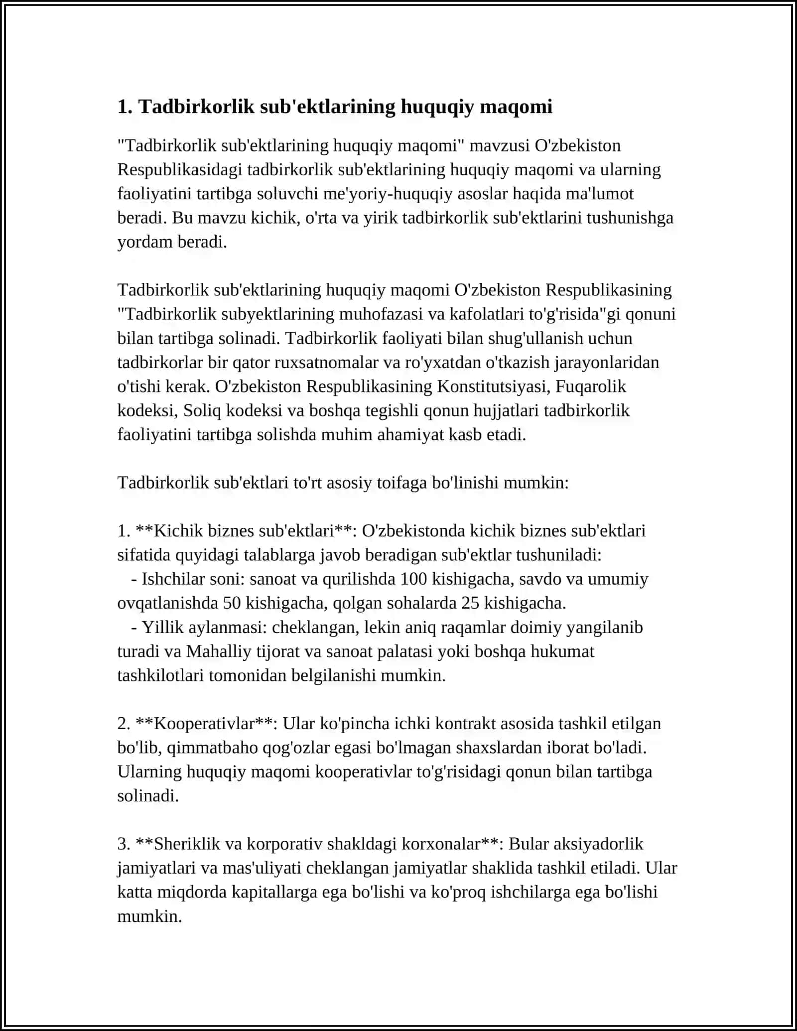 Tadbirkorlik sub'ektlarining huquqiy maqomi 4