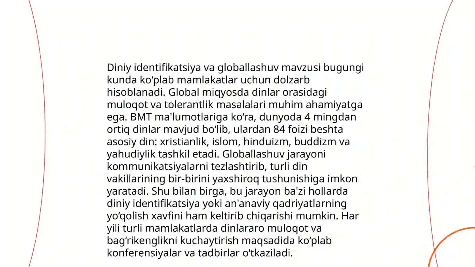 Globallashuvning diniy sohada namoyon boʻlish xususiyatlari 4