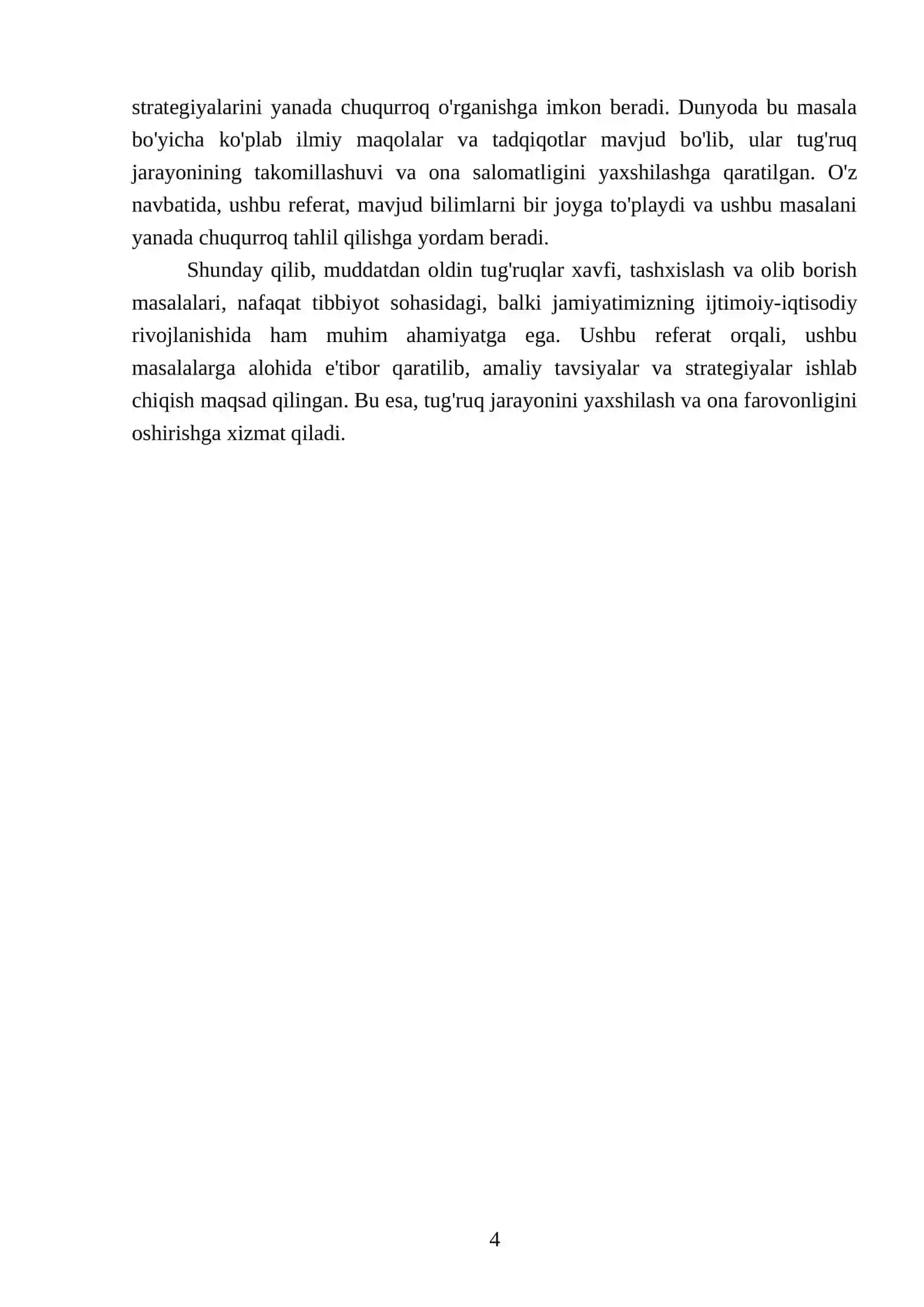Mavzu: Muddatdan oldingi tugruqlar xavfi. Tashxislash. Olib borish 4