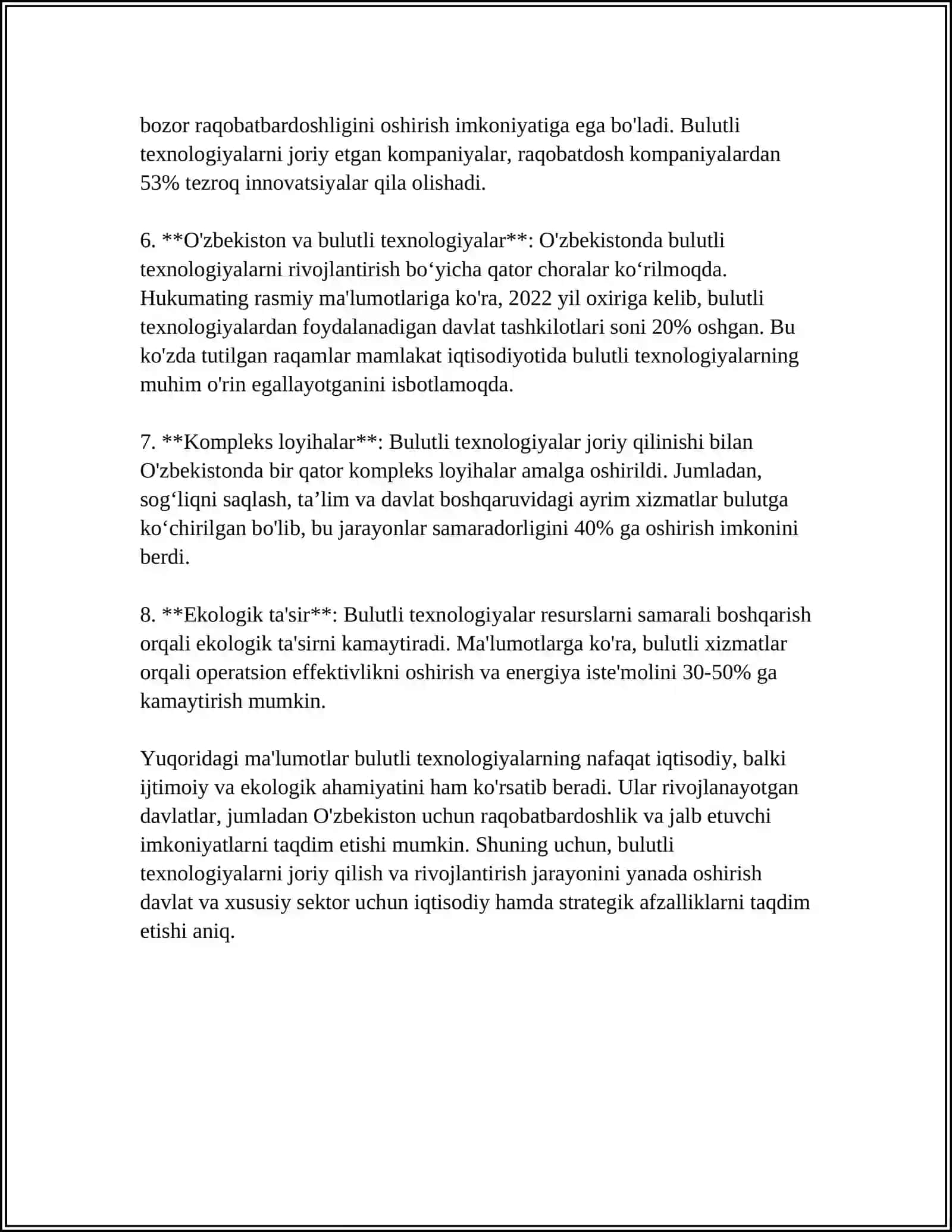 IQTISODIYOTDA BULUTLI TEXNOLOGIYALARNING O'RNI VA AHAMIYATI 4