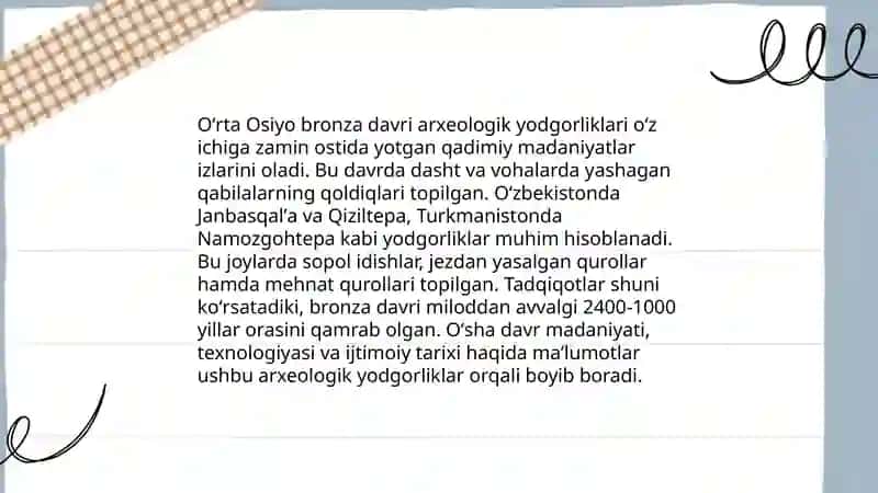 Bronza davrida Oʻrta Osiyoning tarixi 4