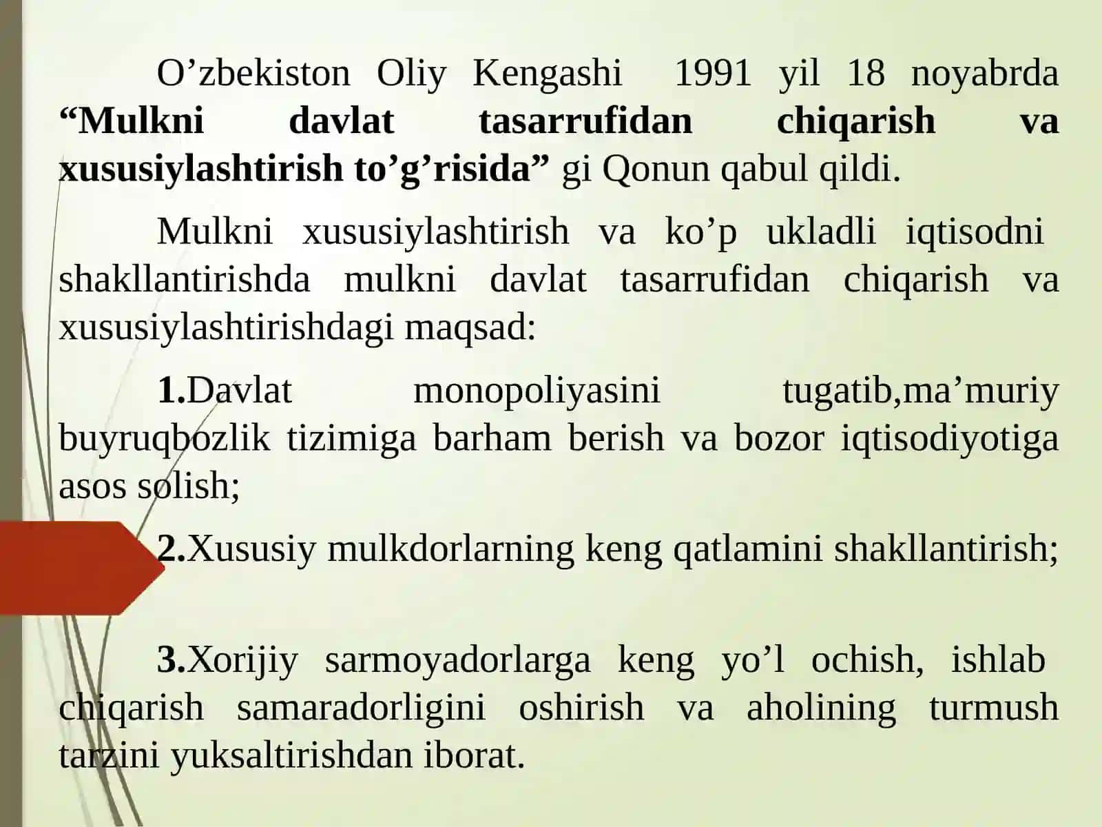 MUSTAQILLIK YILLARIDA O‘ZBEKISTONDAGI IQTISODIY ISLOHOTLAR 4