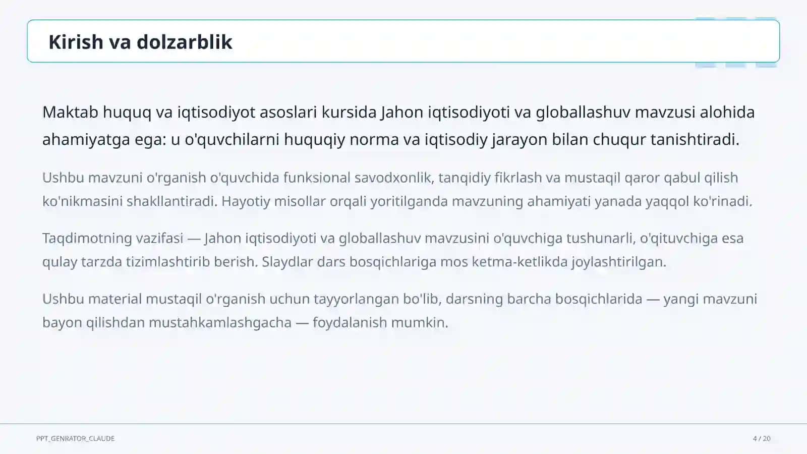 Jahon iqtisodiyoti va globallashuv (11-sinf) 4