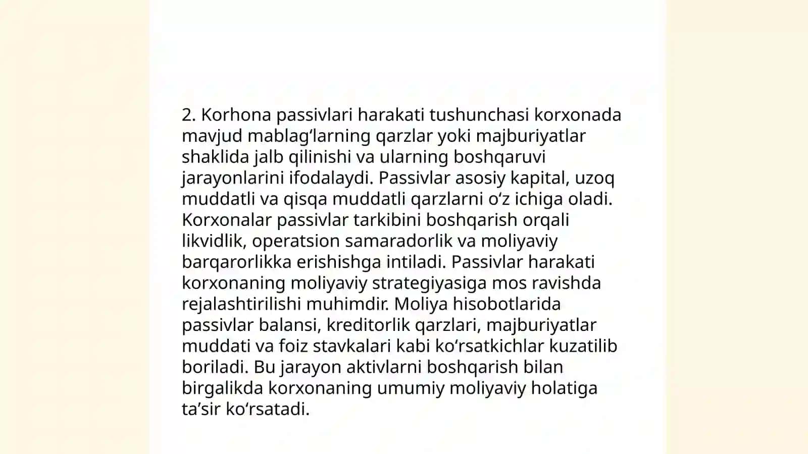 Korhona aktivlar va passivlari harakati tug'risidagi hisobotlarni yoritib berish va taqdim etish usullari 4