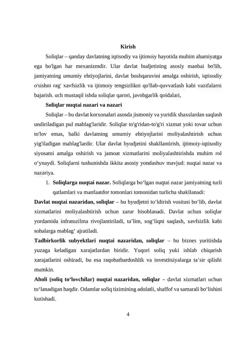 Soliqlar, ularning vazifalari va turlari 4