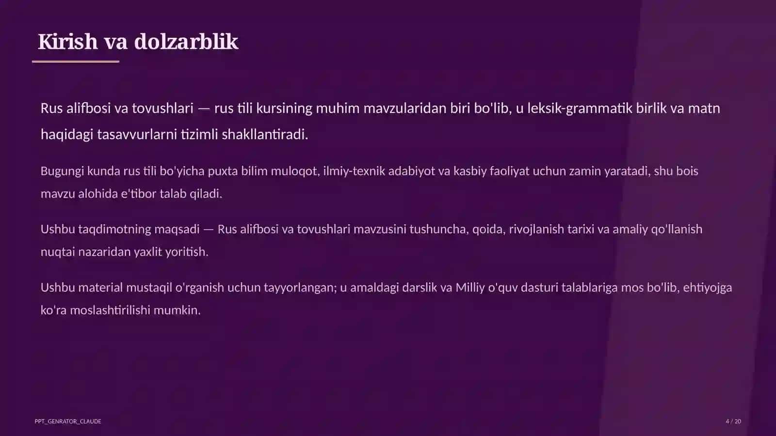 Rus alifbosi va tovushlari (2-sinf) 4