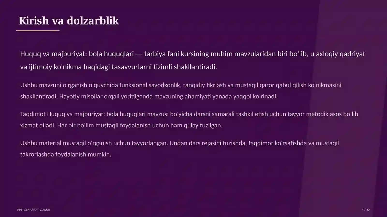 Huquq va majburiyat: bola huquqlari (8-sinf) 4