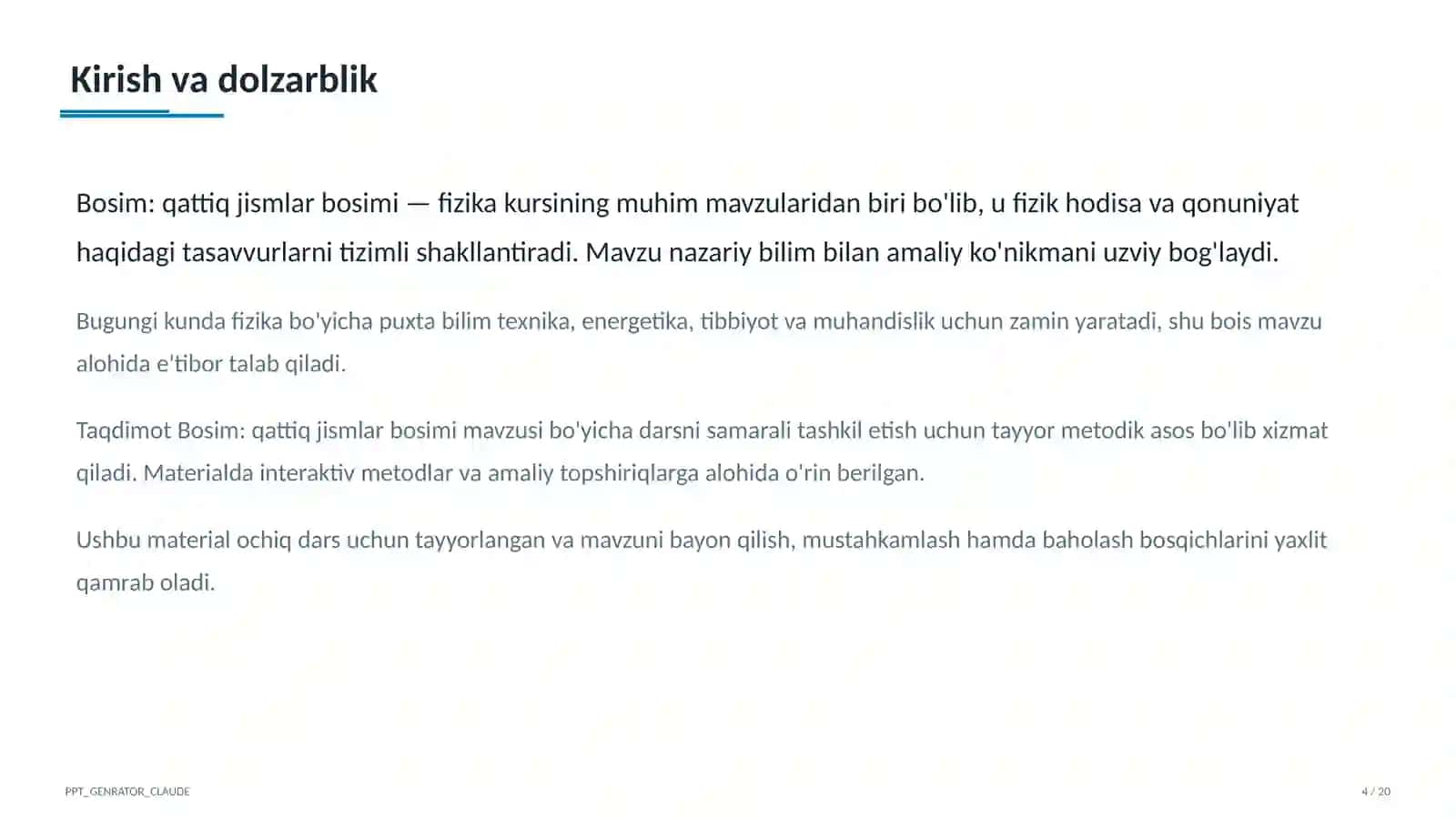 Bosim: qattiq jismlar bosimi (6-sinf) 4