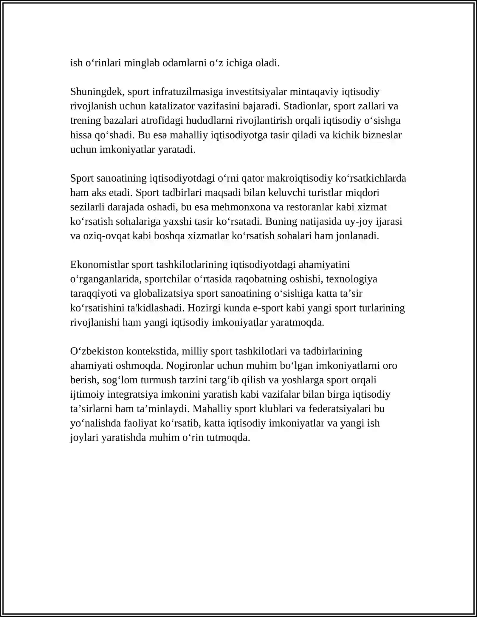 SPORT TASHKILOTLARINING BOZOR IQTISODIYOTI SHAROITIDAGI XUSUSIYATLARI 4