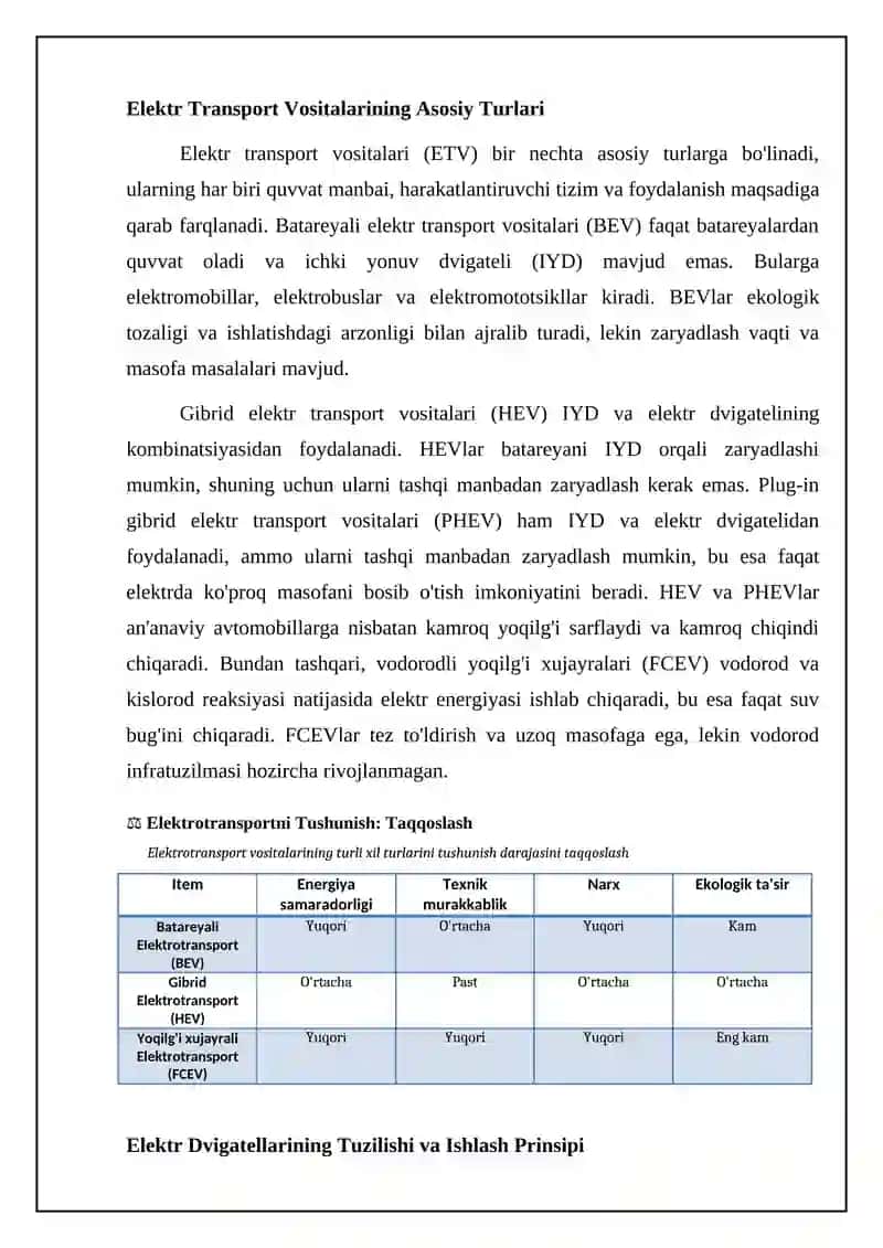Elektrotransport: Asoslar va Texnologiyalar 4