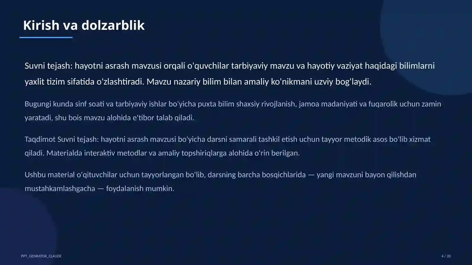 Suvni tejash: hayotni asrash 4
