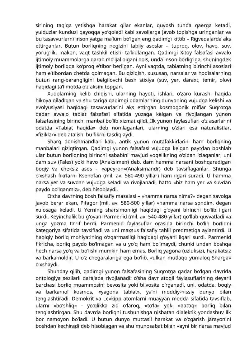 Borliq (Ontologiya) va rivojlanish falsafasi 4