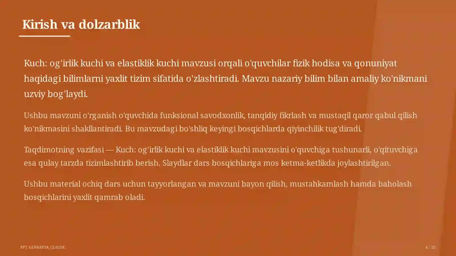 Fizika (6–11) — ochiq dars uchun 4