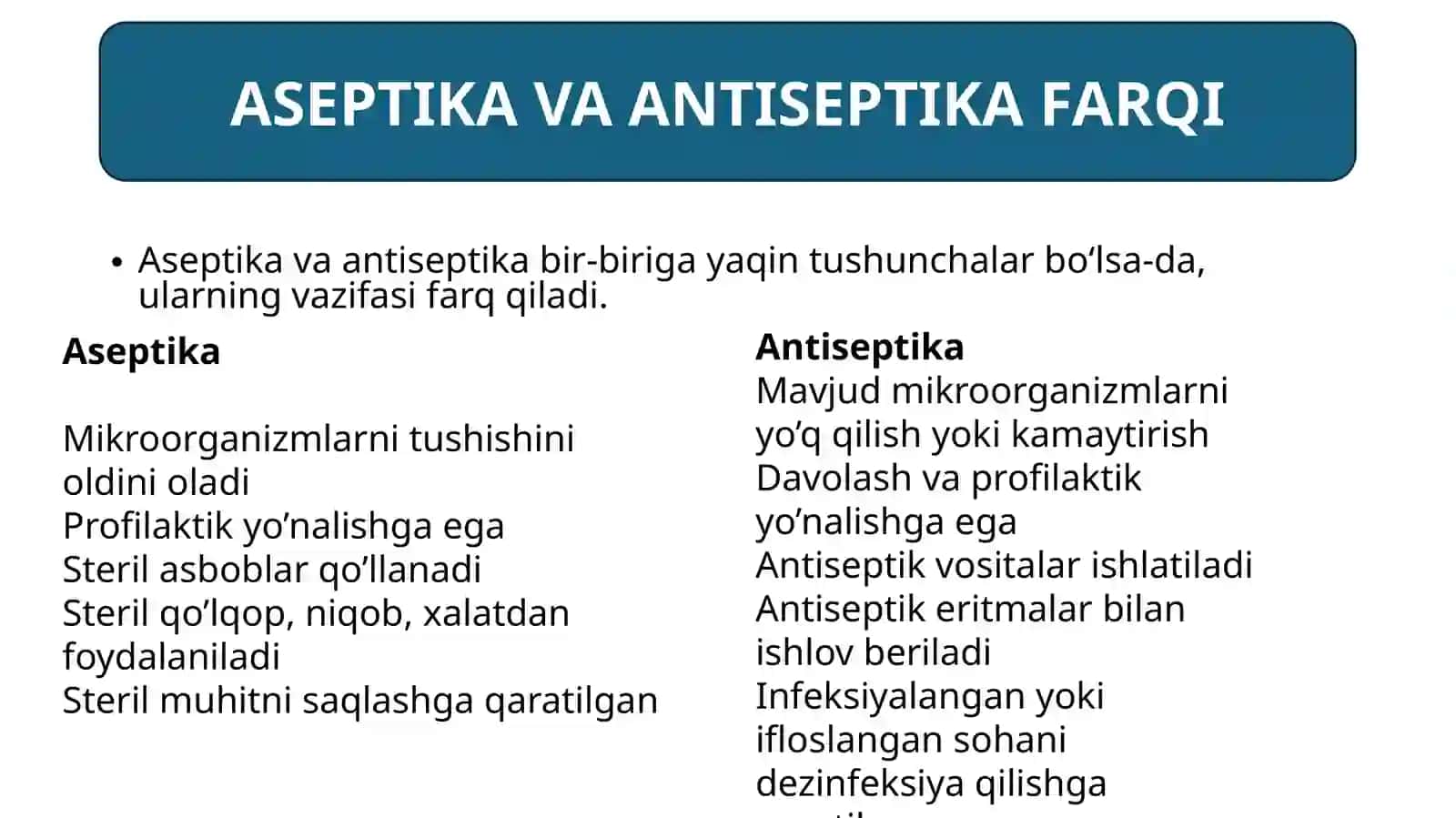 ASEPTIKA TO‘G‘RISIDA TUSHUNCHA 4