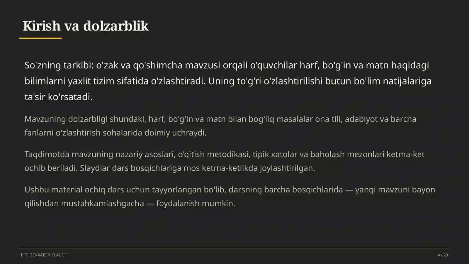 So'zning tarkibi: o'zak va qo'shimcha (3-sinf) 4